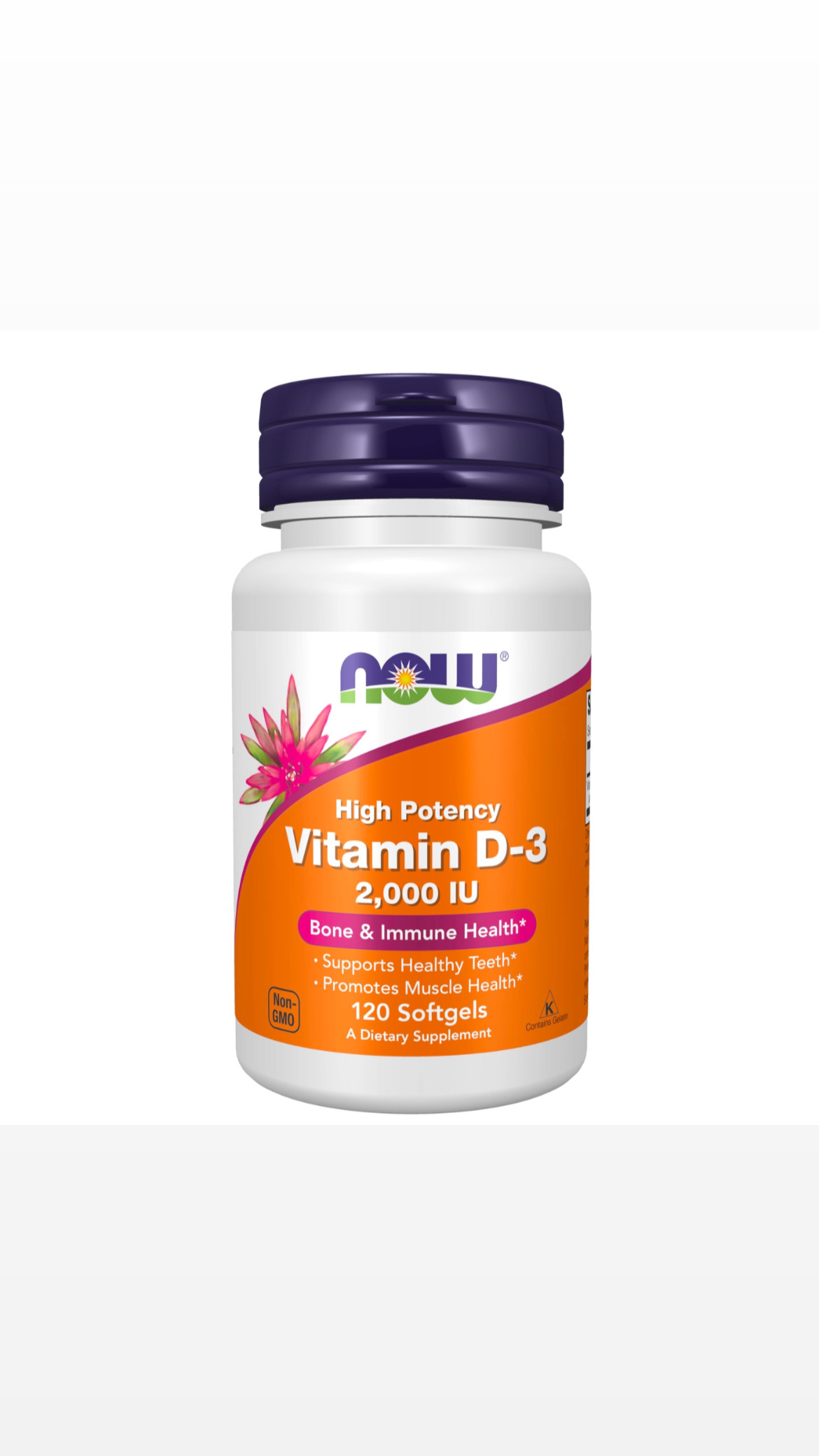 Vitamina D-3, 2000 Ui, NOW 120 Cápsulas